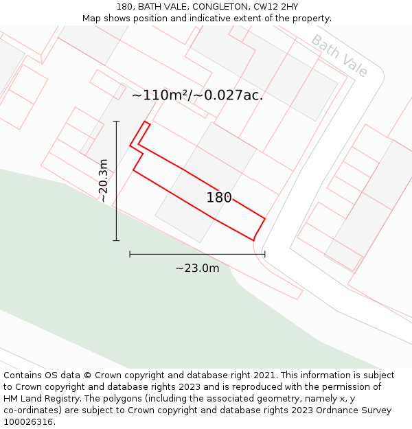 180, BATH VALE, CONGLETON, CW12 2HY: Plot and title map