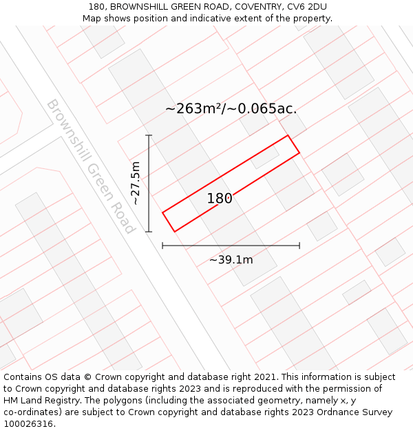 180, BROWNSHILL GREEN ROAD, COVENTRY, CV6 2DU: Plot and title map