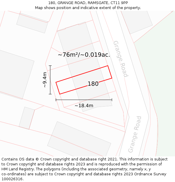 180, GRANGE ROAD, RAMSGATE, CT11 9PP: Plot and title map