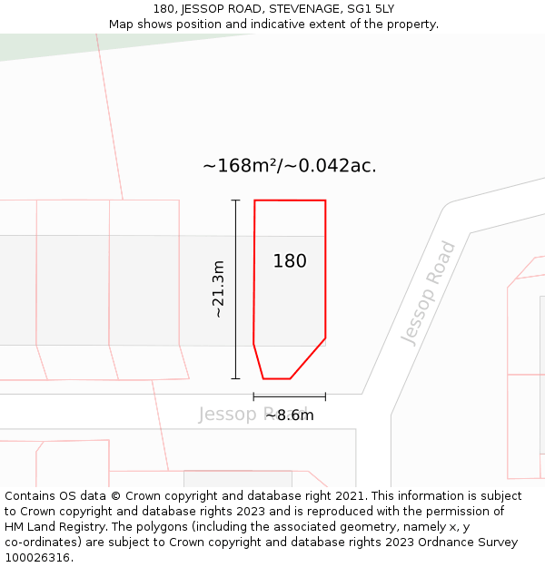 180, JESSOP ROAD, STEVENAGE, SG1 5LY: Plot and title map