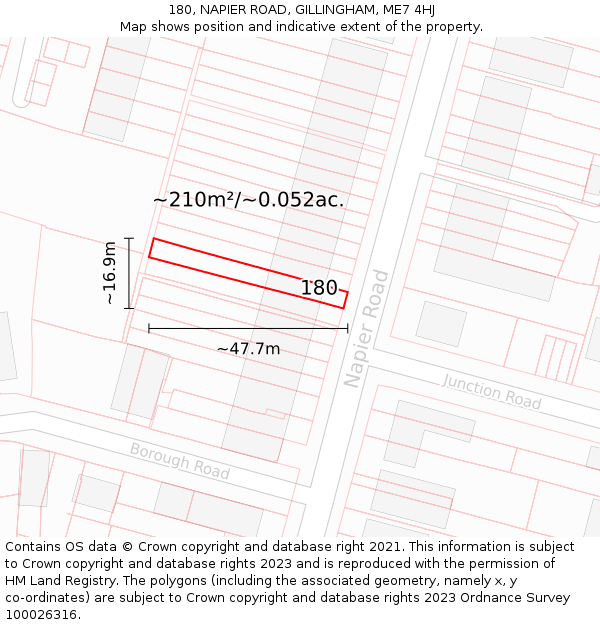 180, NAPIER ROAD, GILLINGHAM, ME7 4HJ: Plot and title map