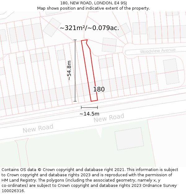 180, NEW ROAD, LONDON, E4 9SJ: Plot and title map