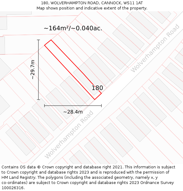 180, WOLVERHAMPTON ROAD, CANNOCK, WS11 1AT: Plot and title map