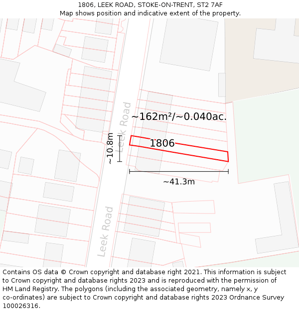 1806, LEEK ROAD, STOKE-ON-TRENT, ST2 7AF: Plot and title map