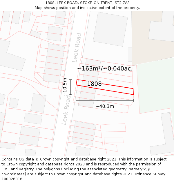 1808, LEEK ROAD, STOKE-ON-TRENT, ST2 7AF: Plot and title map