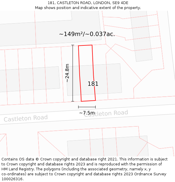181, CASTLETON ROAD, LONDON, SE9 4DE: Plot and title map