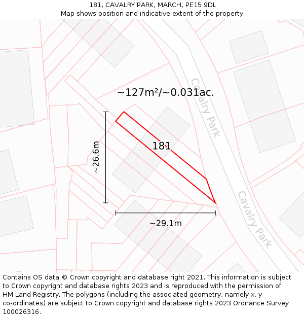 181, CAVALRY PARK, MARCH, PE15 9DL: Plot and title map