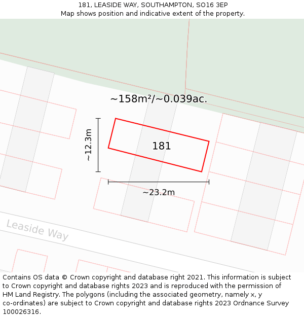 181, LEASIDE WAY, SOUTHAMPTON, SO16 3EP: Plot and title map