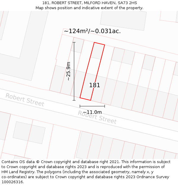 181, ROBERT STREET, MILFORD HAVEN, SA73 2HS: Plot and title map