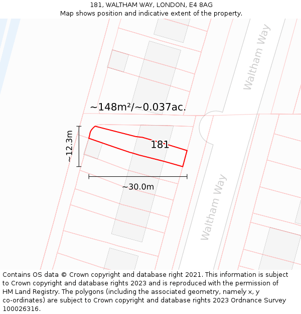 181, WALTHAM WAY, LONDON, E4 8AG: Plot and title map