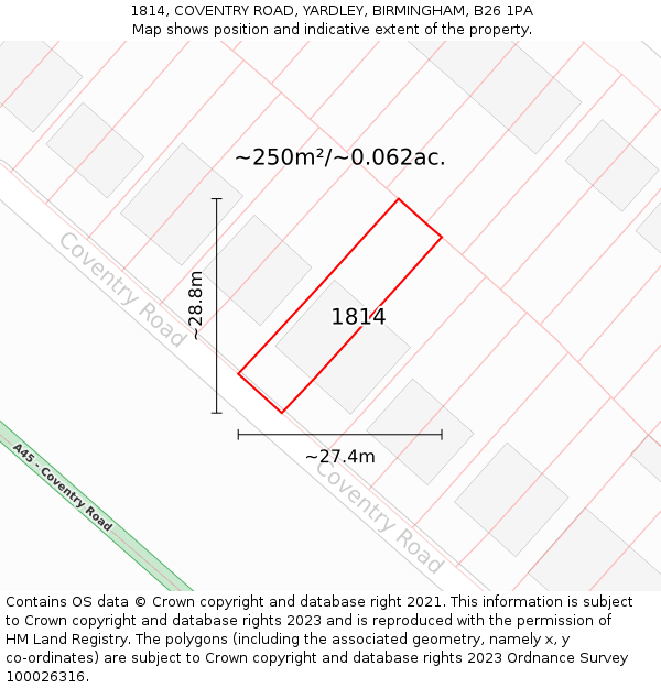 B26 Postcode Map 1814, COVENTRY ROAD, YARDLEY, BIRMINGHAM, B26 1PA - £370,000