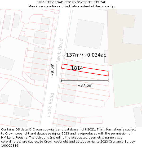 1814, LEEK ROAD, STOKE-ON-TRENT, ST2 7AF: Plot and title map