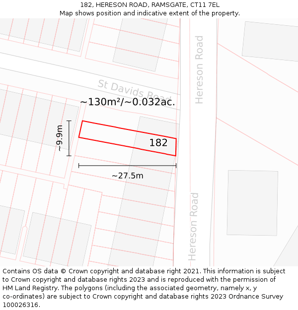 182, HERESON ROAD, RAMSGATE, CT11 7EL: Plot and title map