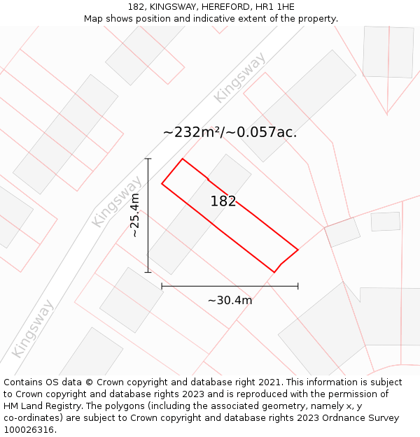182, KINGSWAY, HEREFORD, HR1 1HE: Plot and title map