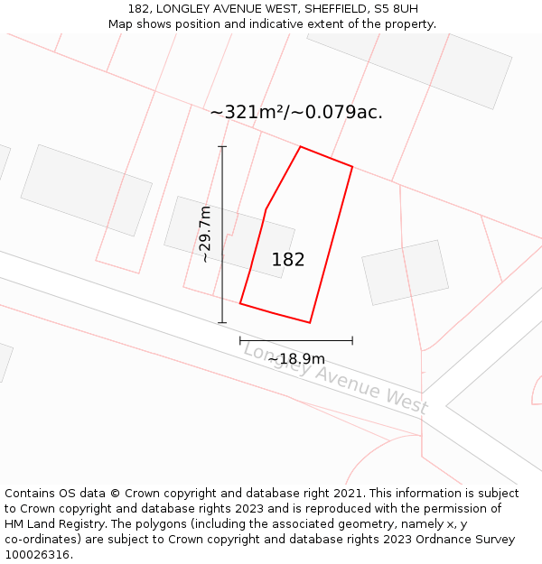182, LONGLEY AVENUE WEST, SHEFFIELD, S5 8UH: Plot and title map