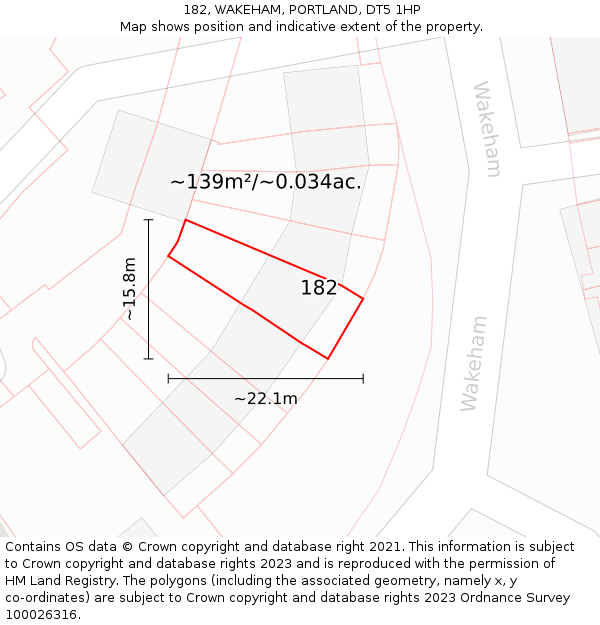 182, WAKEHAM, PORTLAND, DT5 1HP: Plot and title map