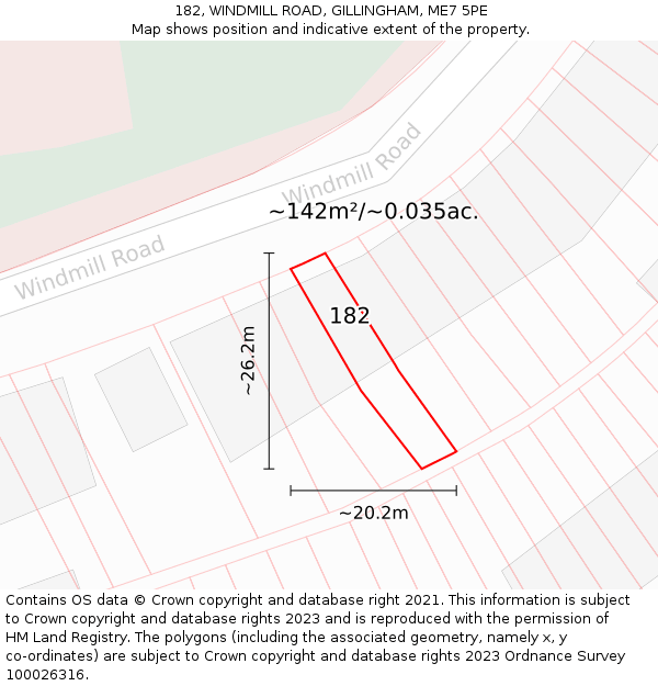 182, WINDMILL ROAD, GILLINGHAM, ME7 5PE: Plot and title map