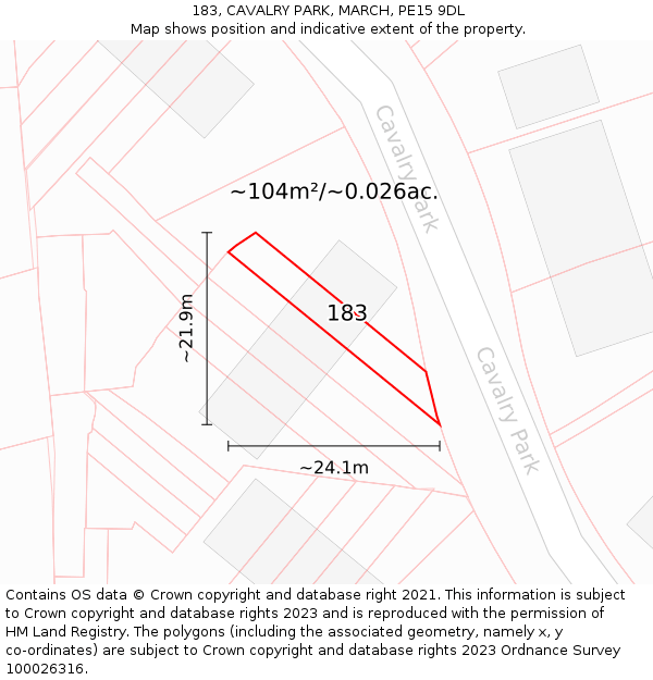 183, CAVALRY PARK, MARCH, PE15 9DL: Plot and title map