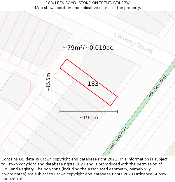 183, LEEK ROAD, STOKE-ON-TRENT, ST4 2BW: Plot and title map