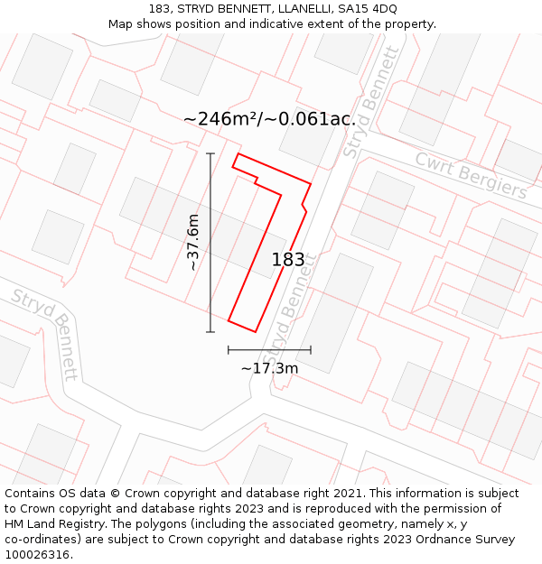 183, STRYD BENNETT, LLANELLI, SA15 4DQ: Plot and title map