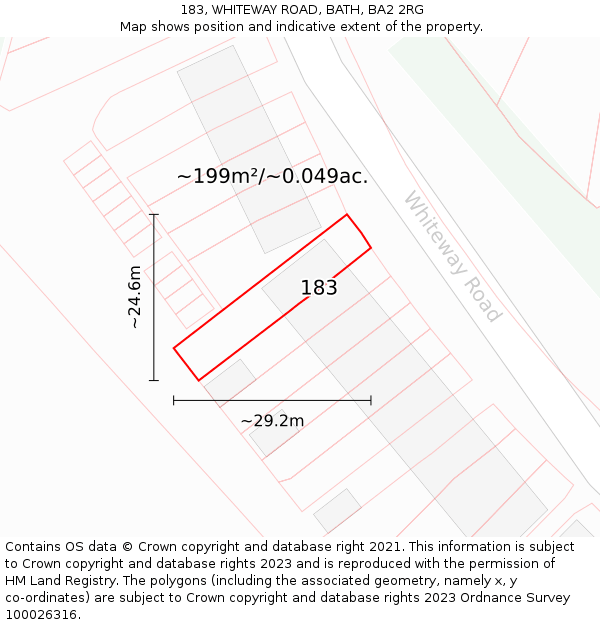 183, WHITEWAY ROAD, BATH, BA2 2RG: Plot and title map