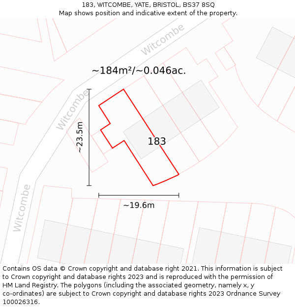 183, WITCOMBE, YATE, BRISTOL, BS37 8SQ: Plot and title map