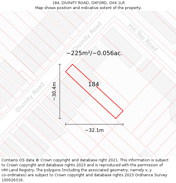 184, DIVINITY ROAD, OXFORD, OX4 1LR: Plot and title map