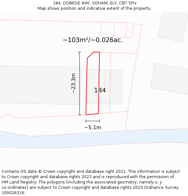 184, DOBEDE WAY, SOHAM, ELY, CB7 5FN: Plot and title map