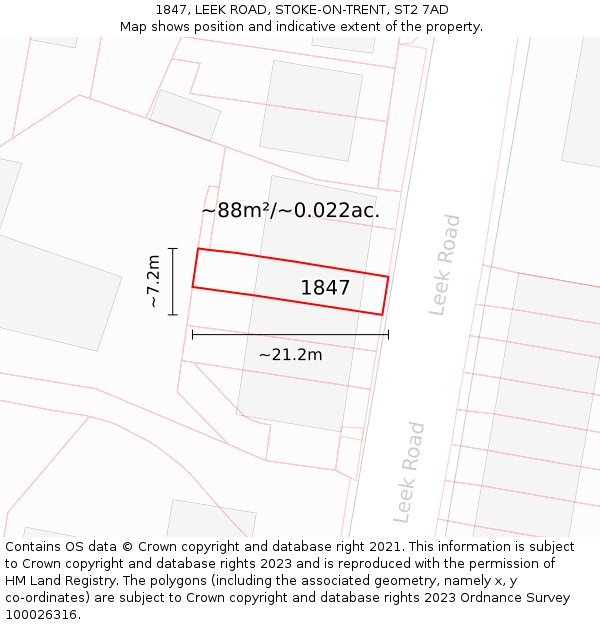 1847, LEEK ROAD, STOKE-ON-TRENT, ST2 7AD: Plot and title map