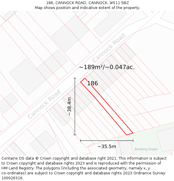 186, CANNOCK ROAD, CANNOCK, WS11 5BZ: Plot and title map
