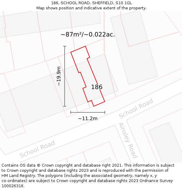 186, SCHOOL ROAD, SHEFFIELD, S10 1GL: Plot and title map