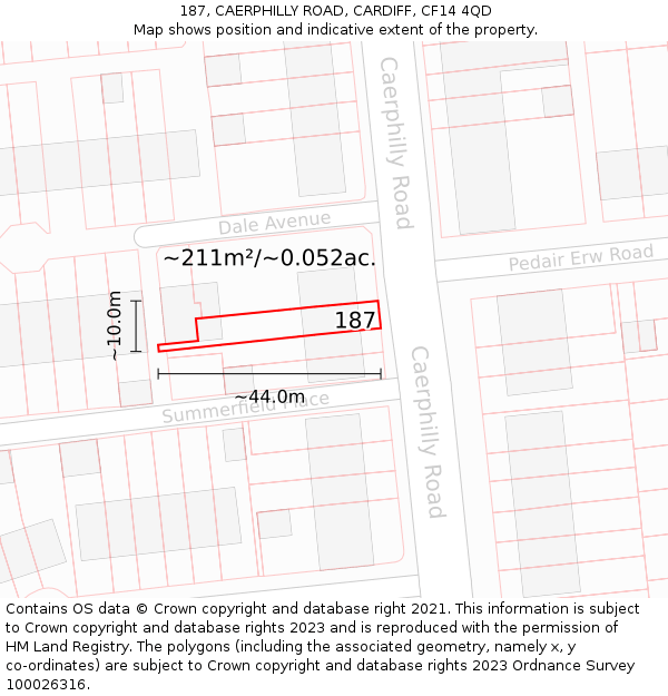187, CAERPHILLY ROAD, CARDIFF, CF14 4QD: Plot and title map