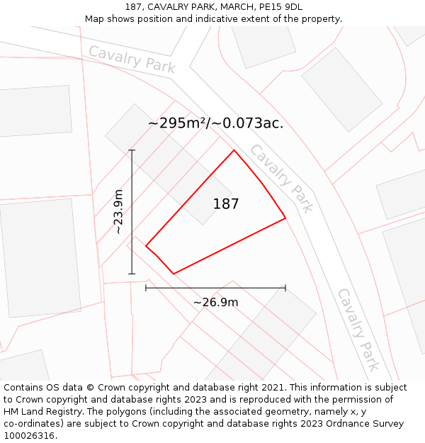 187, CAVALRY PARK, MARCH, PE15 9DL: Plot and title map