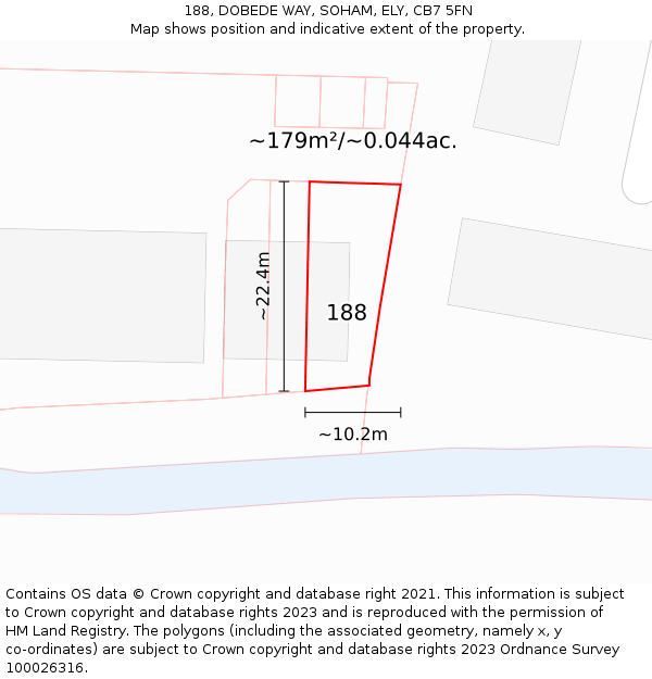 188, DOBEDE WAY, SOHAM, ELY, CB7 5FN: Plot and title map