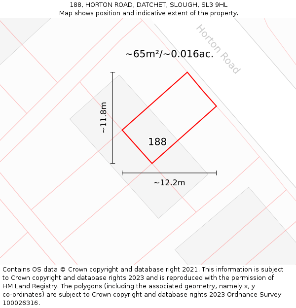 188, HORTON ROAD, DATCHET, SLOUGH, SL3 9HL: Plot and title map