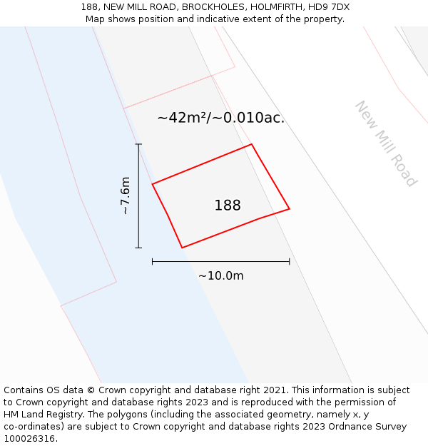 188, NEW MILL ROAD, BROCKHOLES, HOLMFIRTH, HD9 7DX: Plot and title map