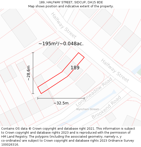 189, HALFWAY STREET, SIDCUP, DA15 8DE: Plot and title map