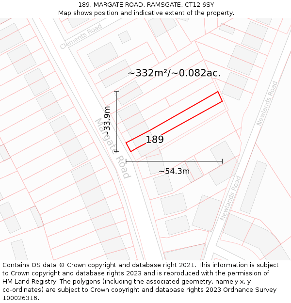 189, MARGATE ROAD, RAMSGATE, CT12 6SY: Plot and title map
