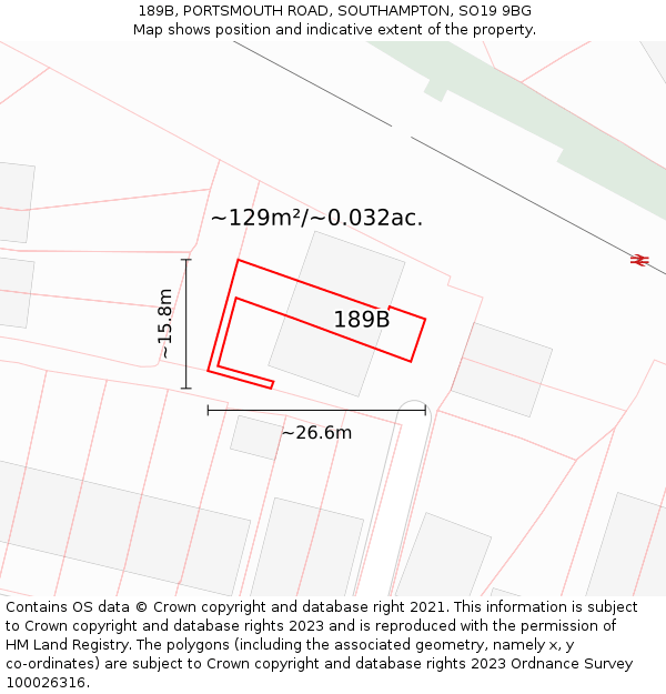189B, PORTSMOUTH ROAD, SOUTHAMPTON, SO19 9BG: Plot and title map