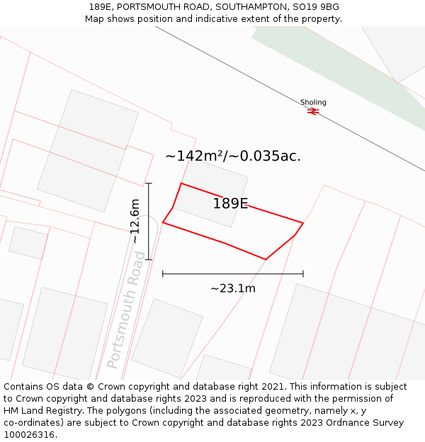 189E, PORTSMOUTH ROAD, SOUTHAMPTON, SO19 9BG: Plot and title map