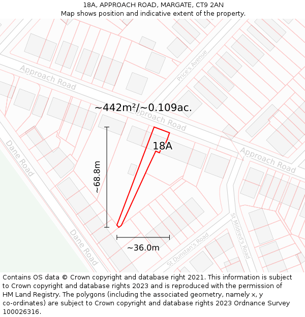 18A, APPROACH ROAD, MARGATE, CT9 2AN: Plot and title map