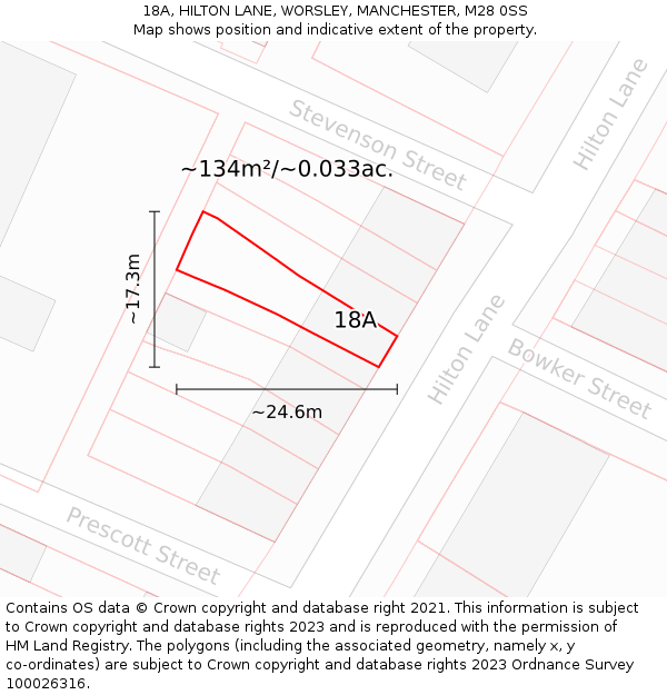 18A, HILTON LANE, WORSLEY, MANCHESTER, M28 0SS: Plot and title map