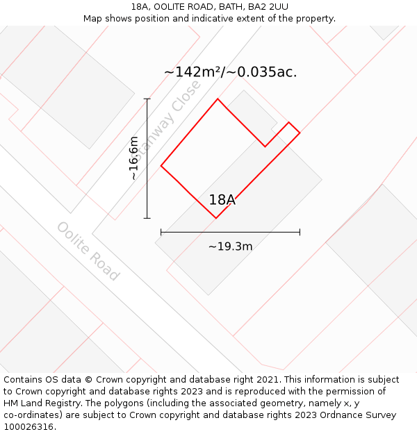 18A, OOLITE ROAD, BATH, BA2 2UU: Plot and title map