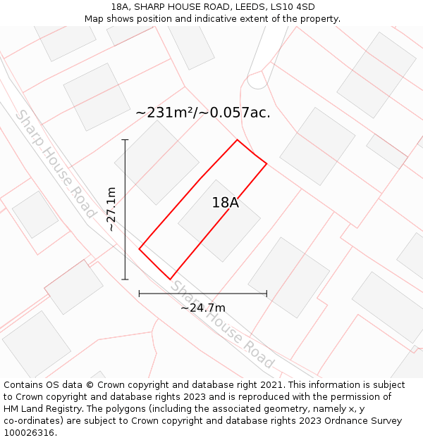 18A, SHARP HOUSE ROAD, LEEDS, LS10 4SD: Plot and title map