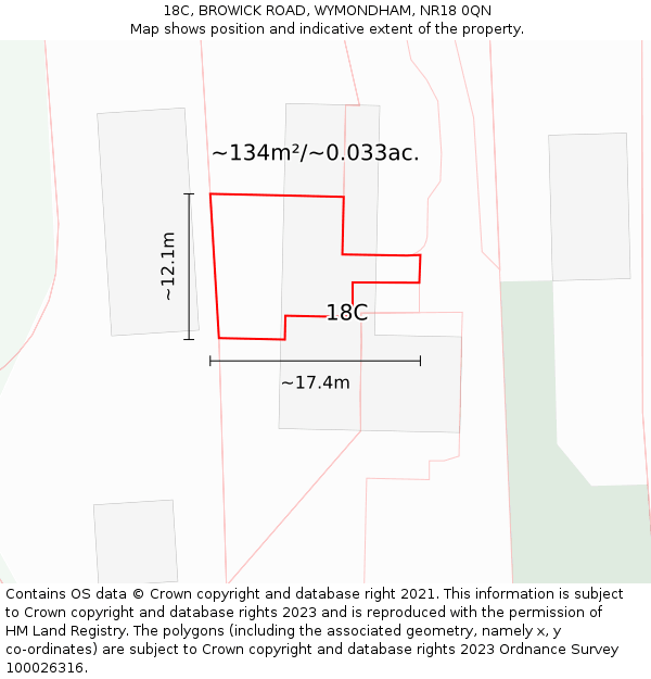 18C, BROWICK ROAD, WYMONDHAM, NR18 0QN: Plot and title map