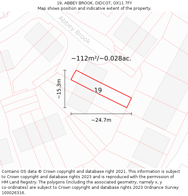 19, ABBEY BROOK, DIDCOT, OX11 7FY: Plot and title map