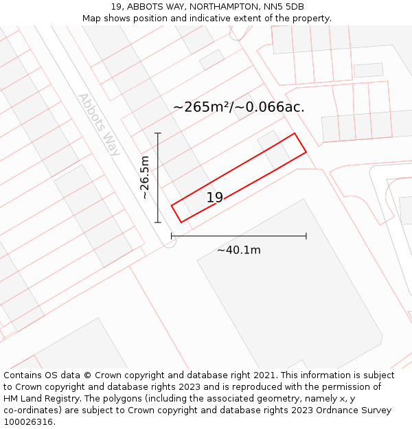 19, ABBOTS WAY, NORTHAMPTON, NN5 5DB: Plot and title map