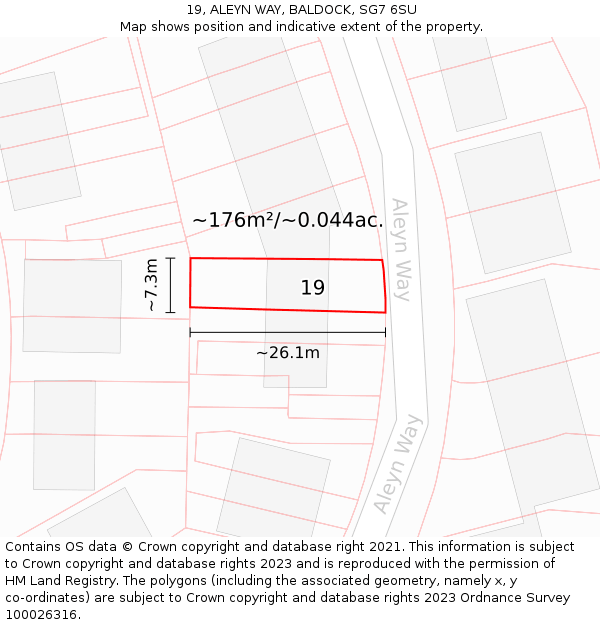 19, ALEYN WAY, BALDOCK, SG7 6SU: Plot and title map