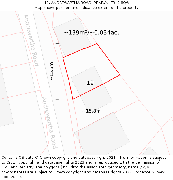 19, ANDREWARTHA ROAD, PENRYN, TR10 8QW: Plot and title map
