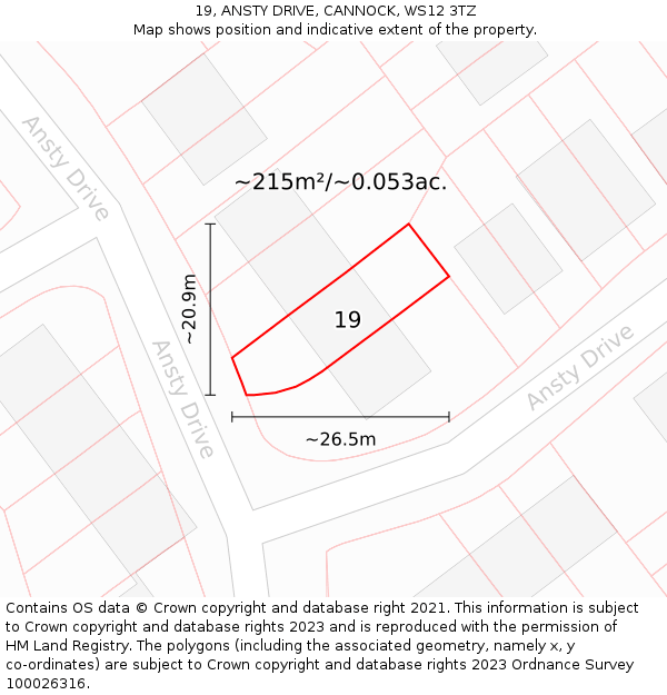 19, ANSTY DRIVE, CANNOCK, WS12 3TZ: Plot and title map